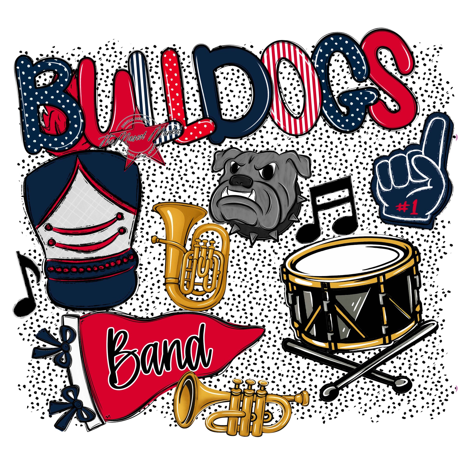 Bulldogs Band Spirit-Navy & Red