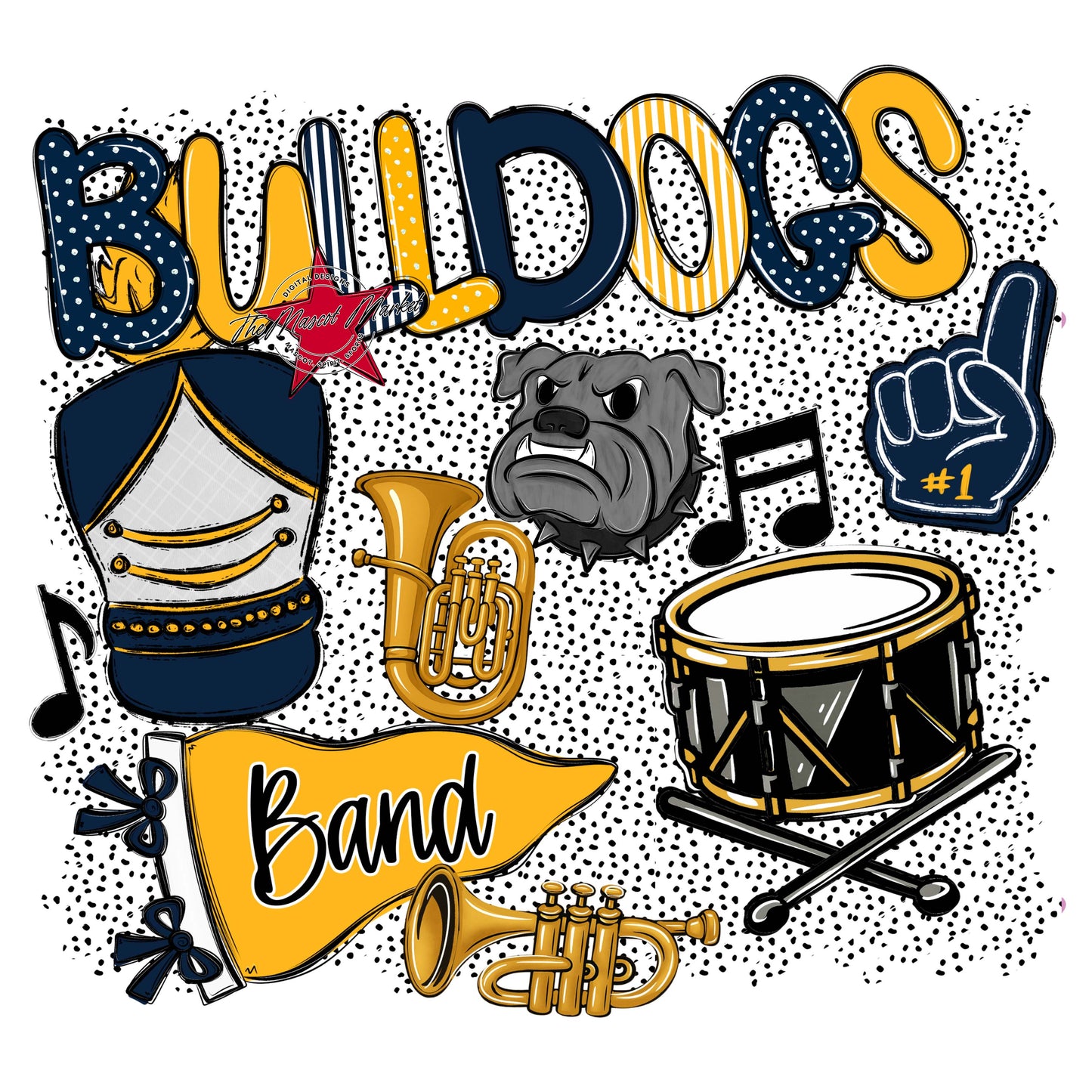 Bulldogs Band Spirit-Navy & Yellow