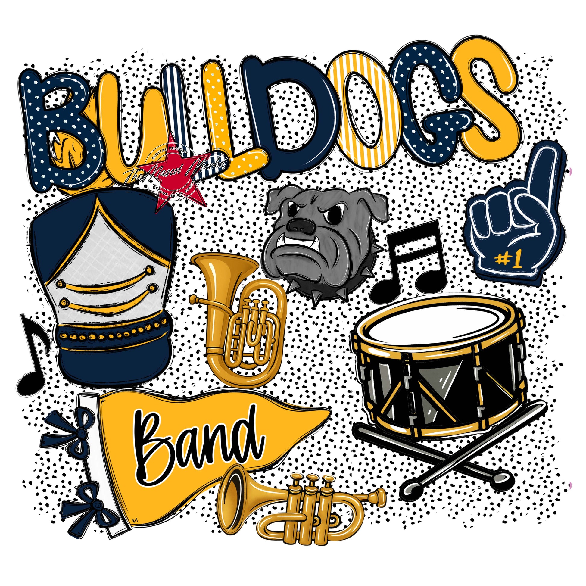 Bulldogs Band Spirit-Navy & Yellow