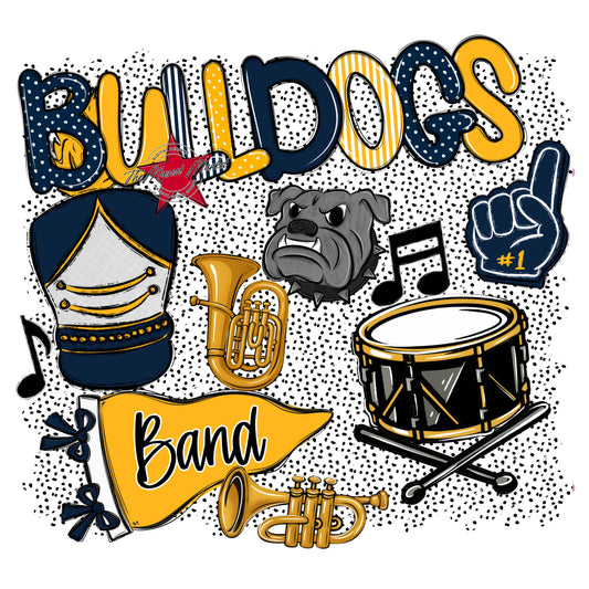 Bulldogs Band Spirit-Navy & Yellow