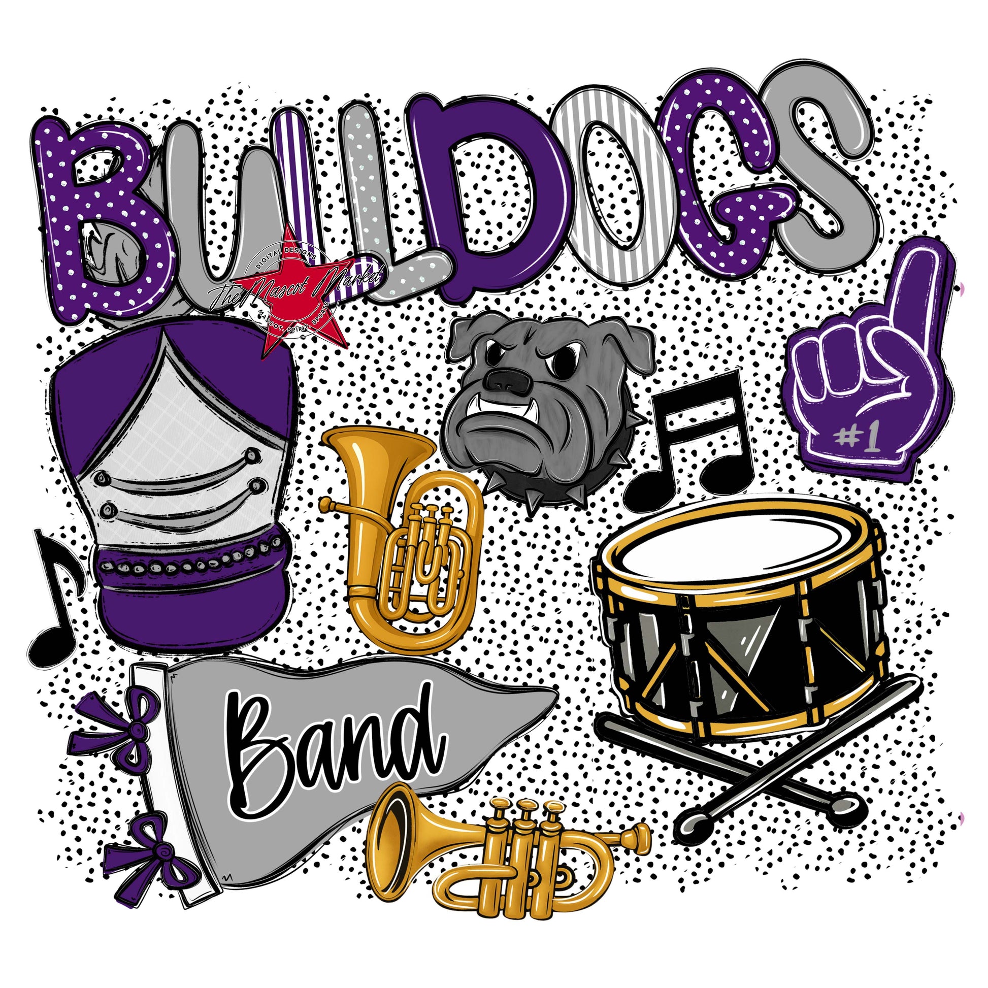 Bulldogs Band Spirit-Purple & Grey