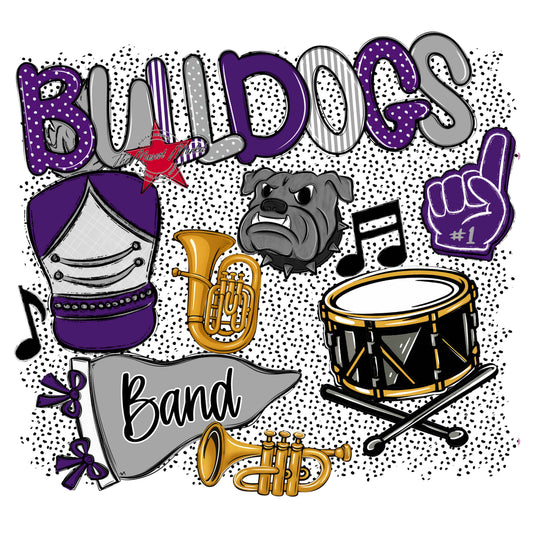 Bulldogs Band Spirit-Purple & Grey