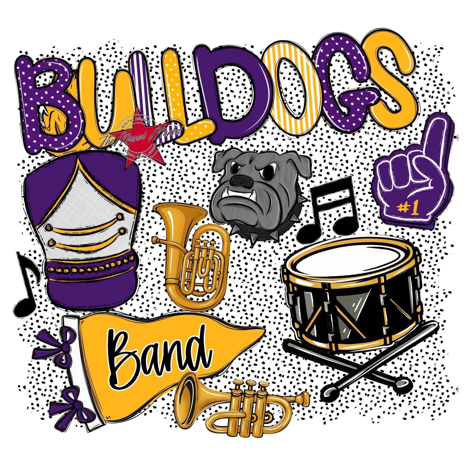 Bulldogs Band Spirit-Purple & Yellow
