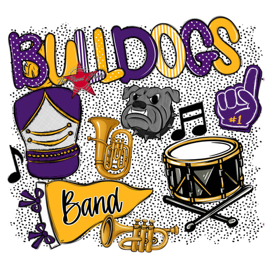 Bulldogs Band Spirit-Purple & Yellow