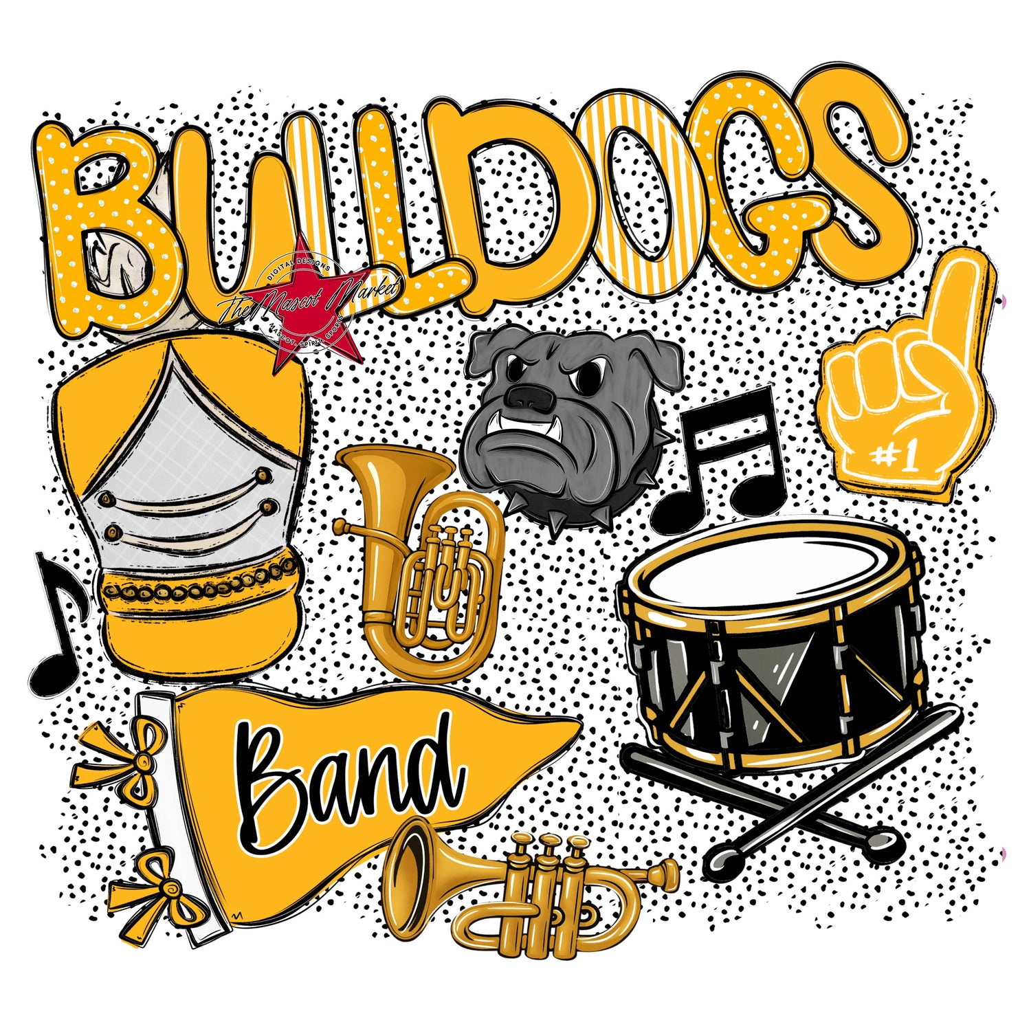 Bulldogs Band Spirit-Yellow