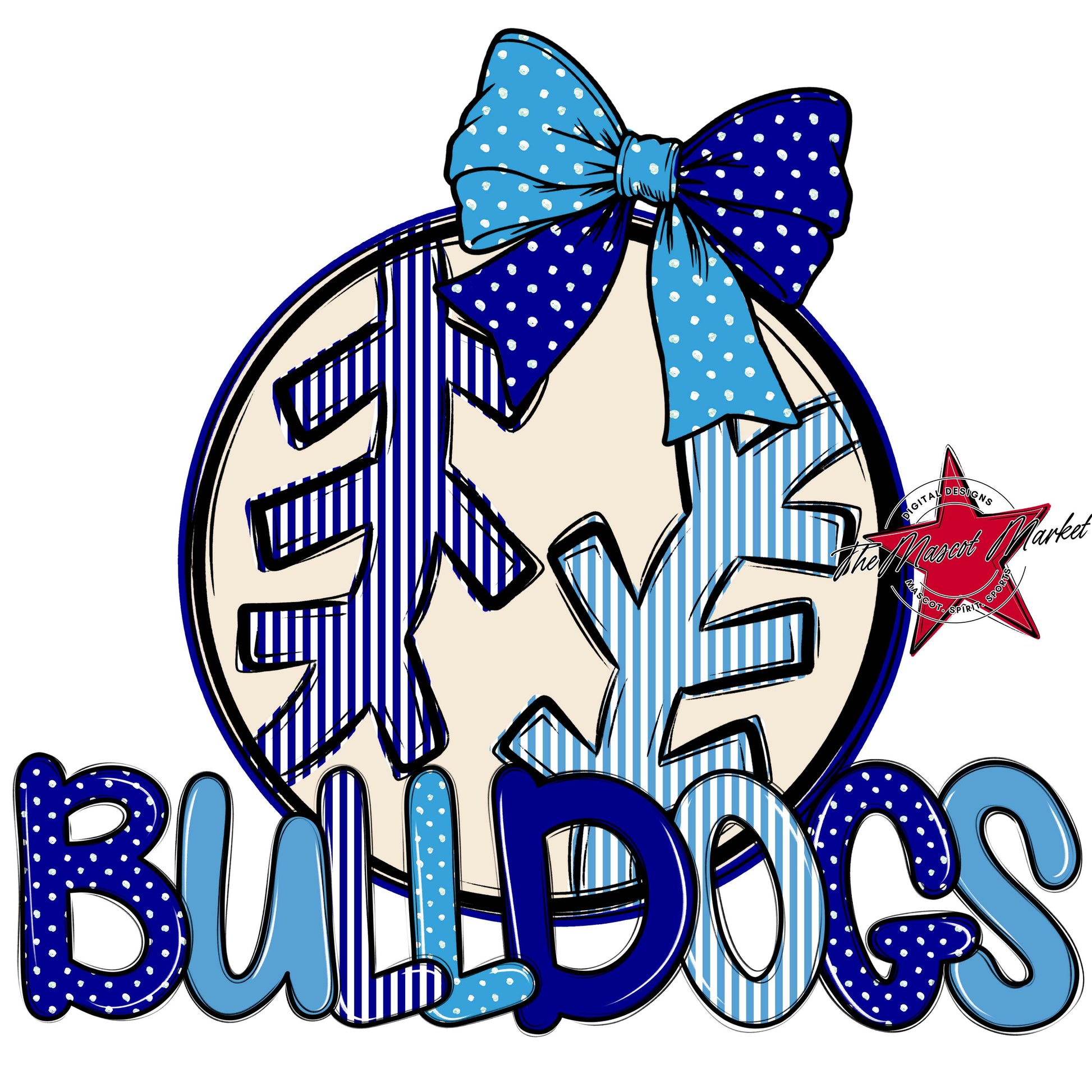 Bulldogs Baseball-Softball Spirit Design-Blue & Carolina Blue