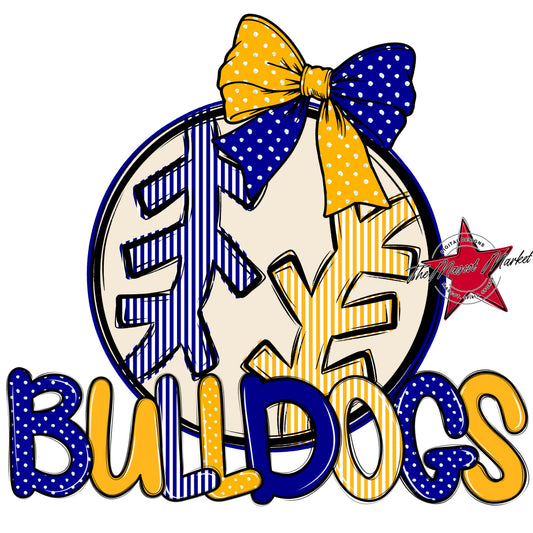 Bulldogs Baseball-Softball Spirit Design-Blue & Yellow