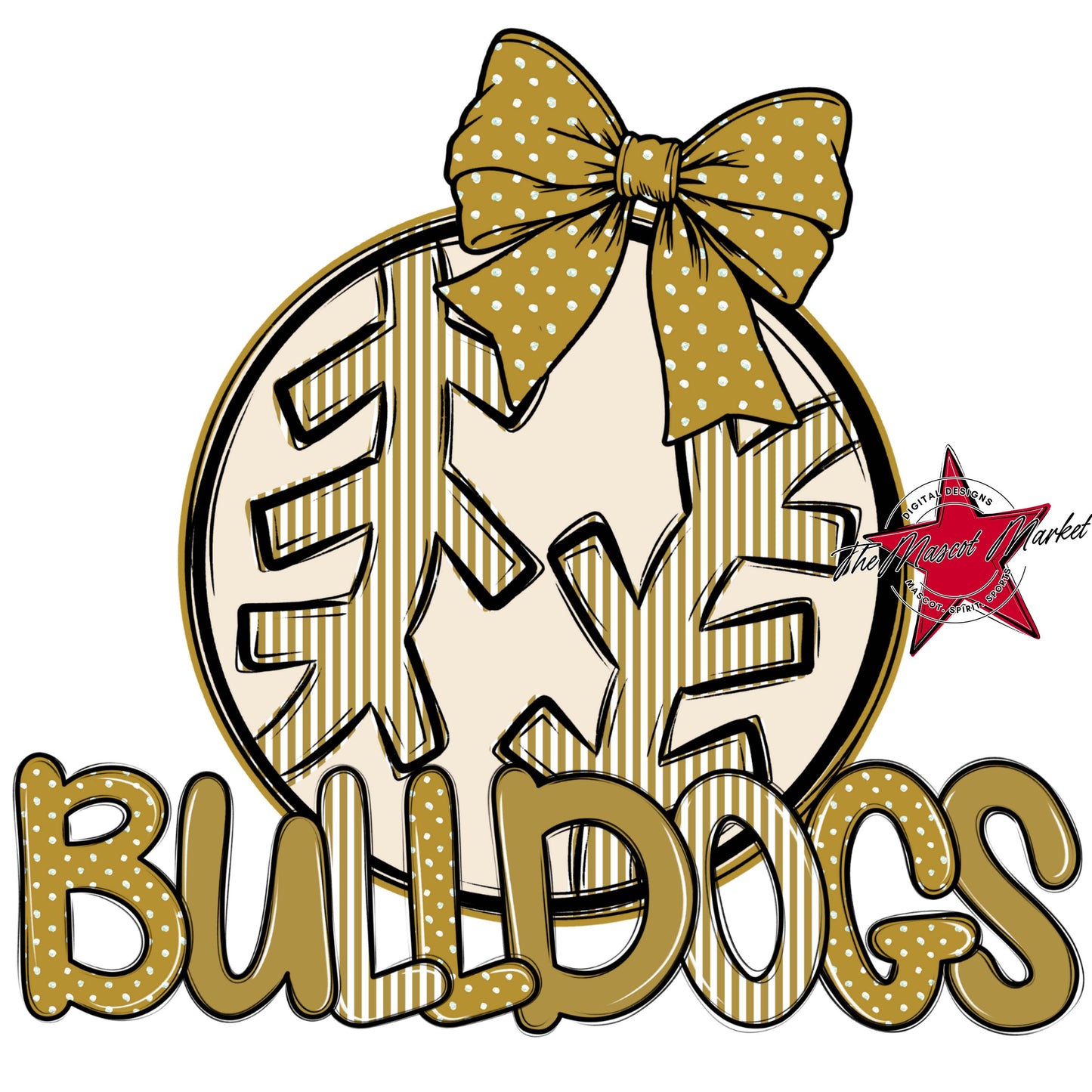 Bulldogs Baseball-Softball Spirit Design-Gold