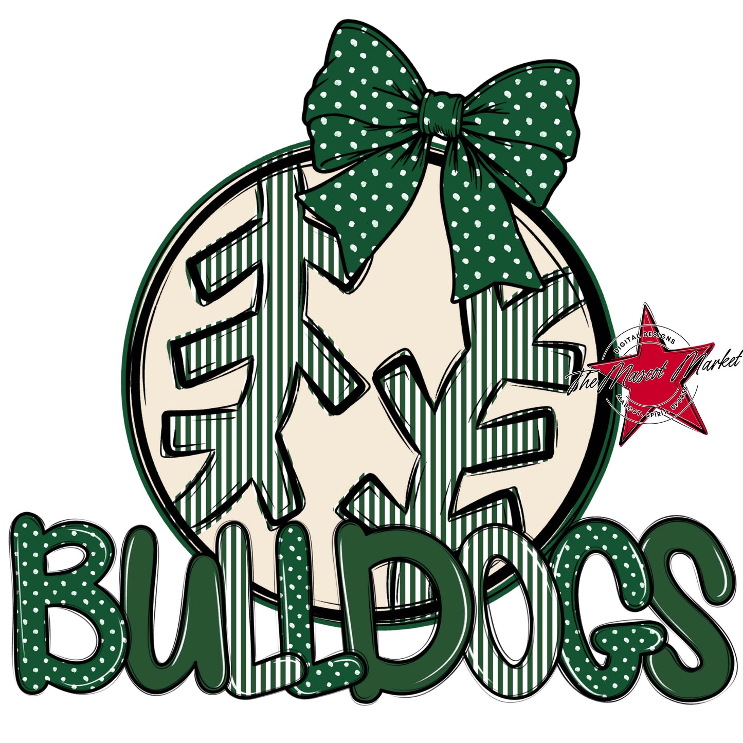 Bulldogs Baseball-Softball Spirit Design-Green