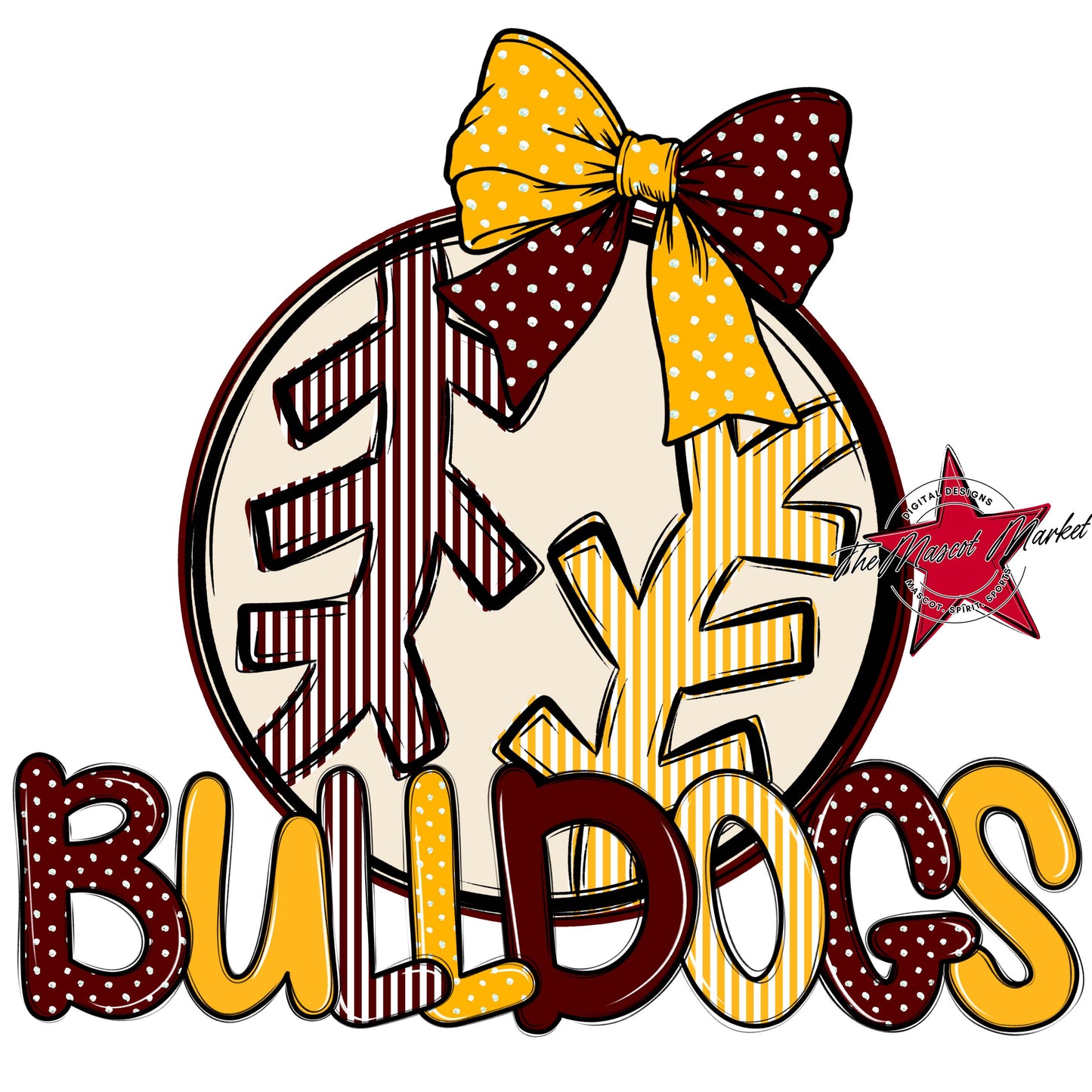 Bulldogs Baseball-Softball Spirit Design-Maroon & Yellow