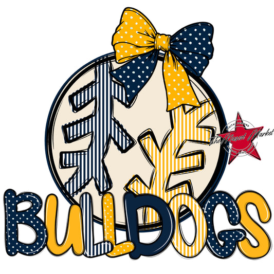 Bulldogs Baseball-Softball Spirit Design-Navy & Yellow
