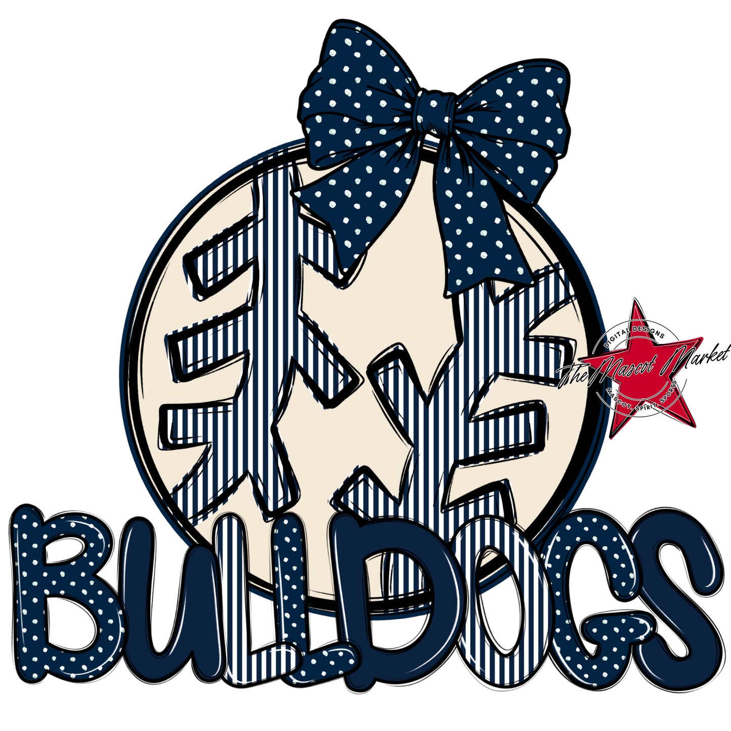 Bulldogs Baseball-Softball Spirit Design-Navy