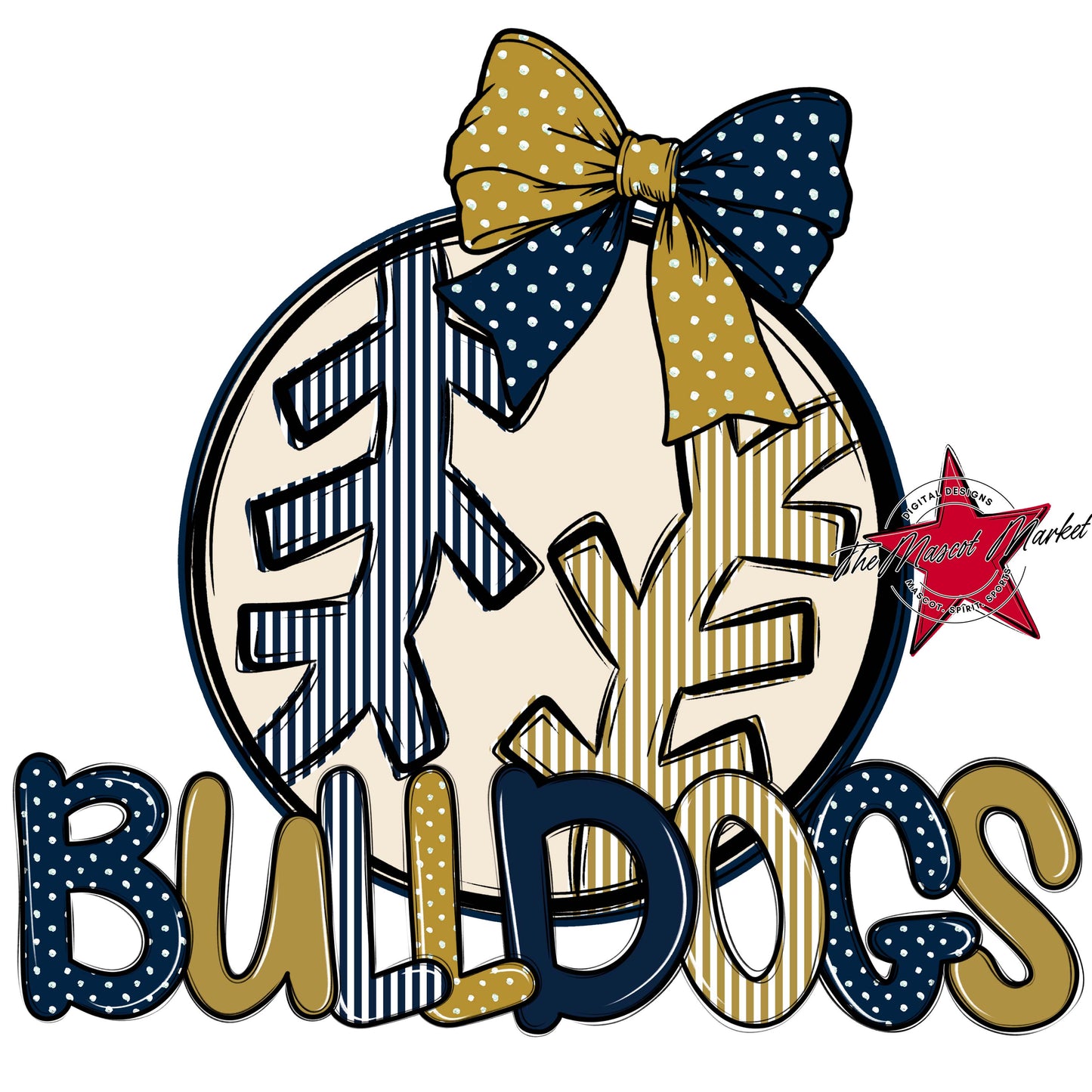 Bulldogs Baseball-Softball Spirit Design-Navy & Gold