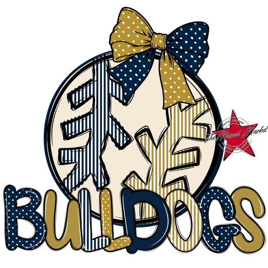 Bulldogs Baseball-Softball Spirit Design-Navy & Gold