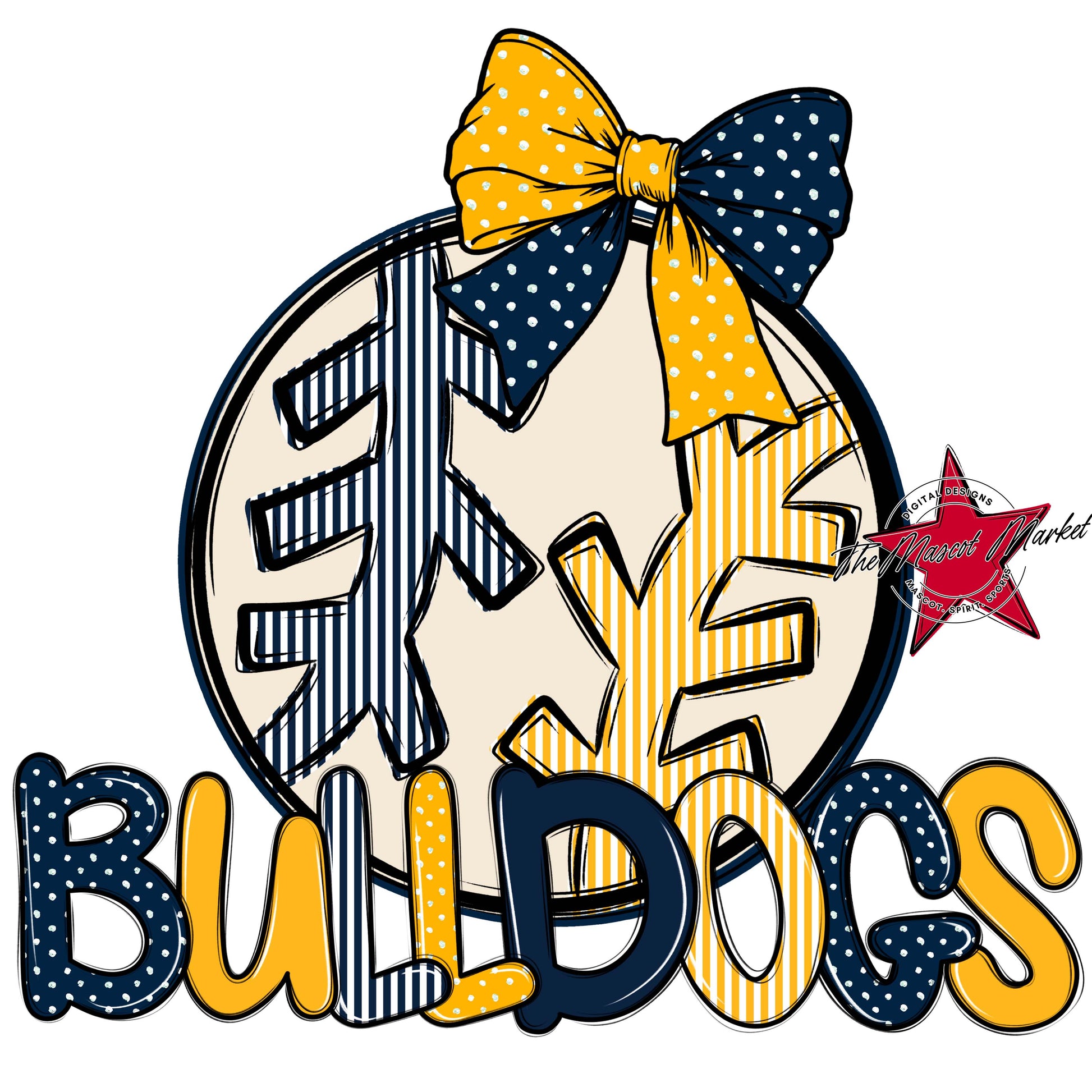 Bulldogs Baseball-Softball Spirit Design-Navy & Yellow
