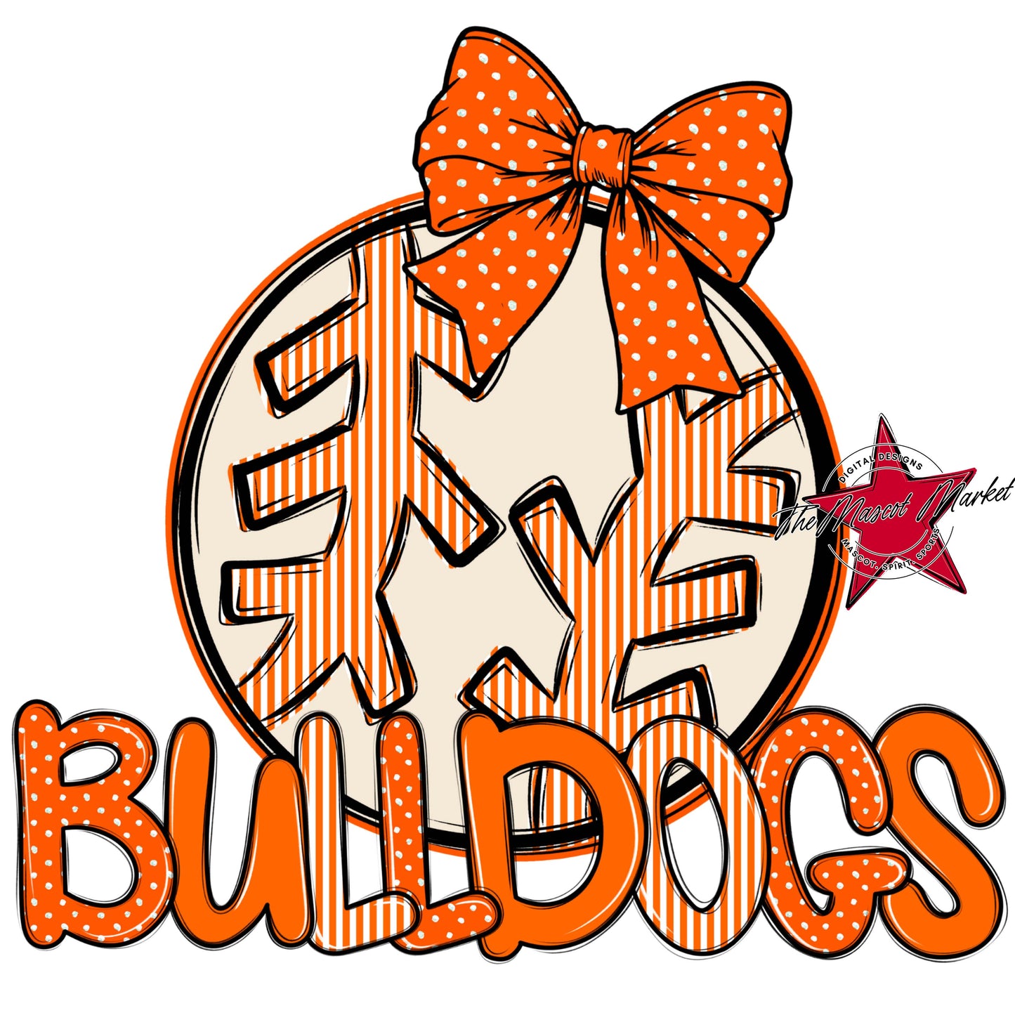 Bulldogs Baseball-Softball Spirit Design-Orange