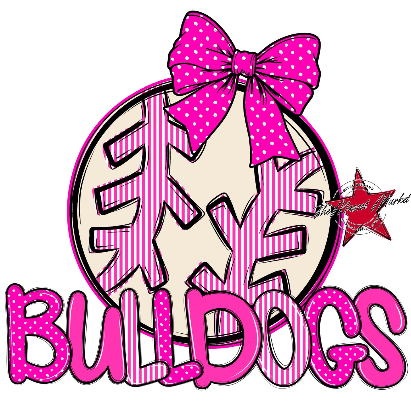 Bulldogs Baseball-Softball Spirit Design-Pink