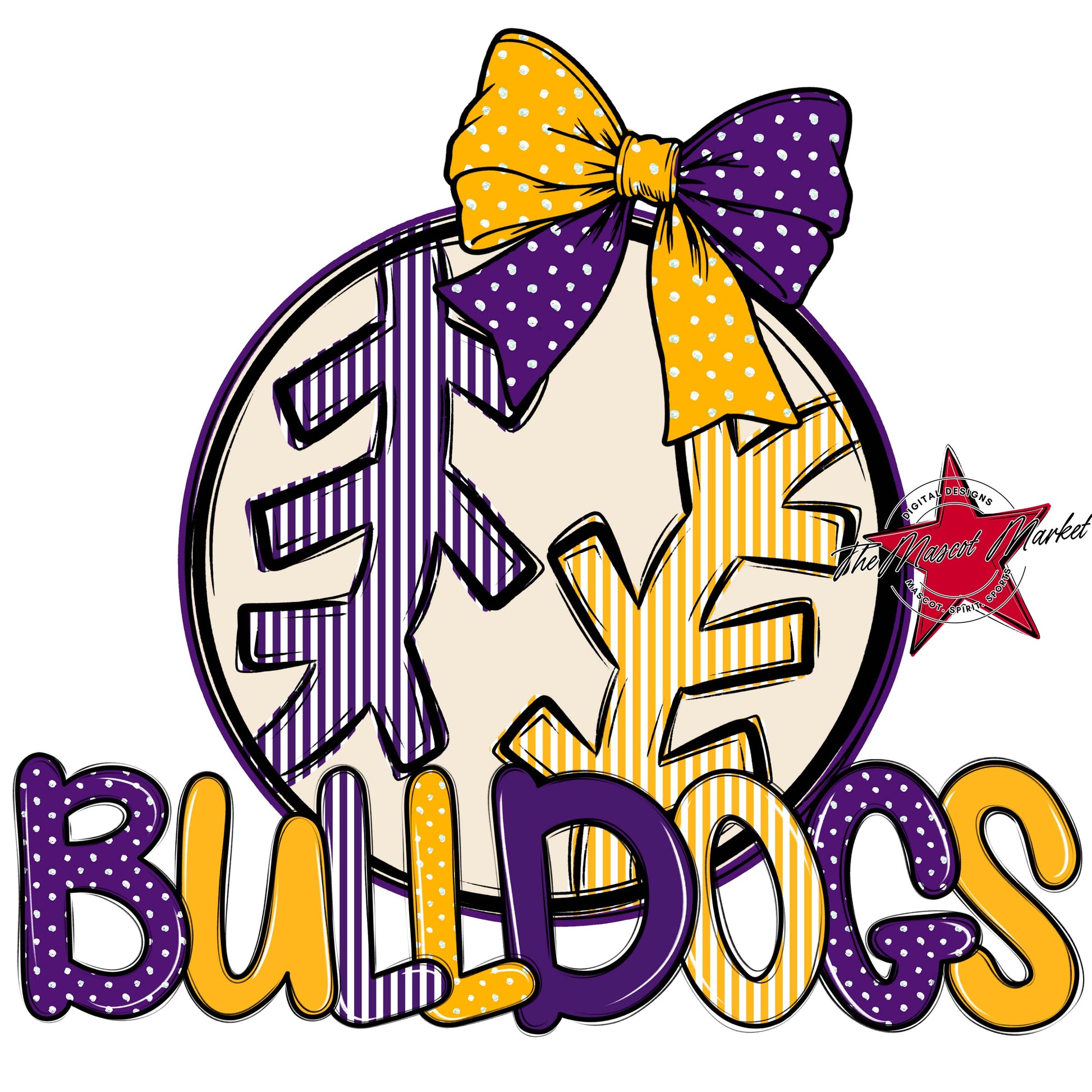 Bulldogs Baseball-Softball Spirit Design-Purple & Yellow