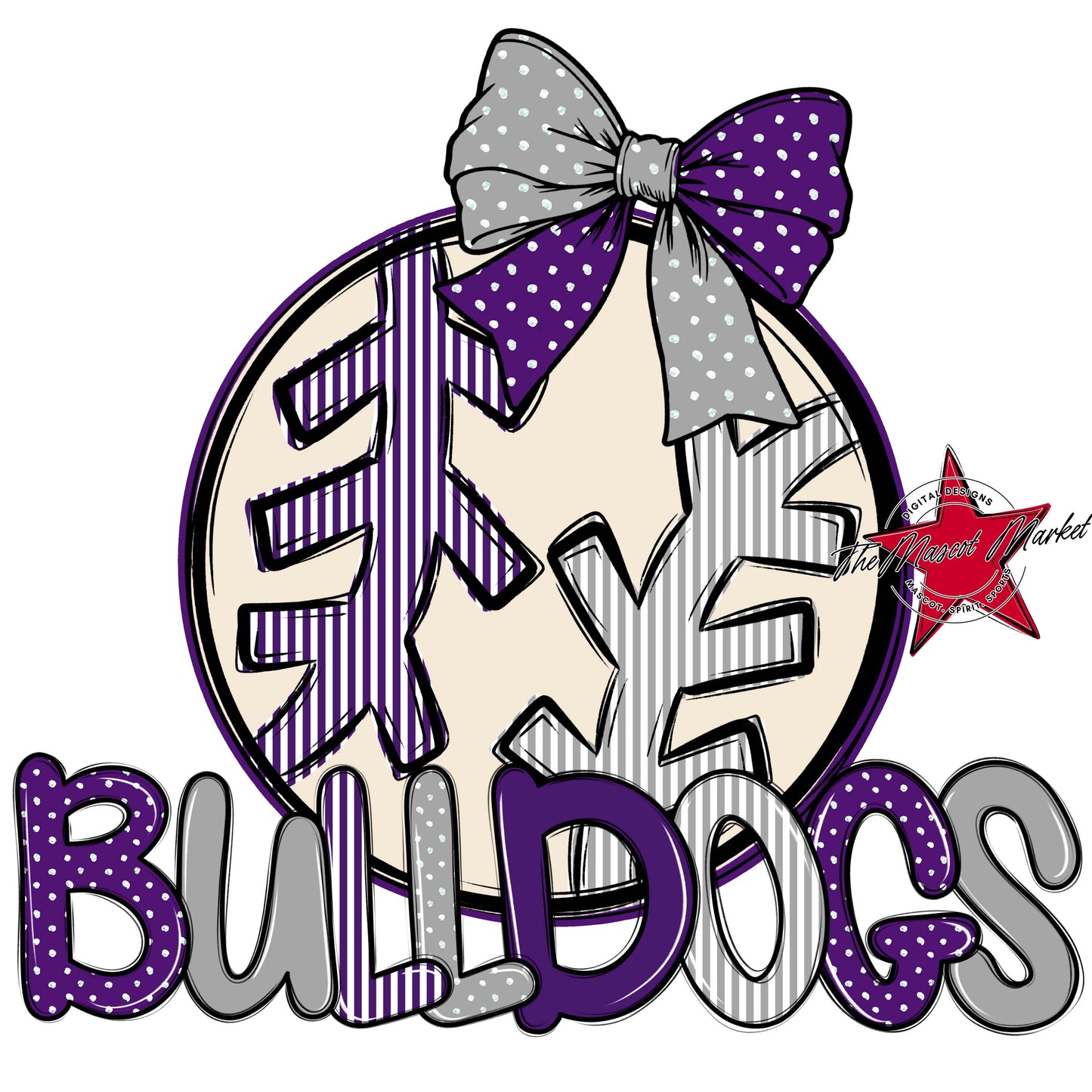 Bulldogs Baseball-Softball Spirit Design-Purple & Grey