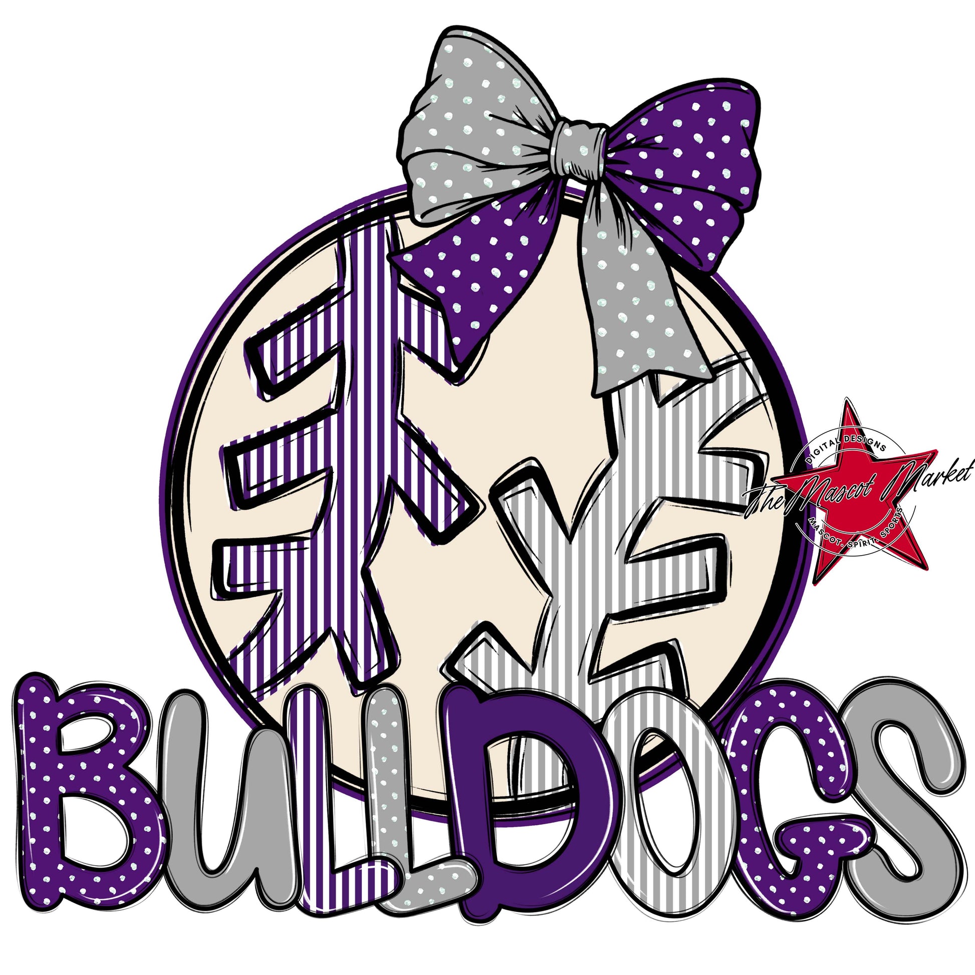 Bulldogs Baseball-Softball Spirit Design-Purple & Grey