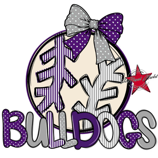 Bulldogs Baseball-Softball Spirit Design-Purple & Grey