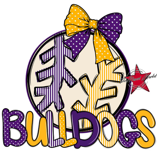 Bulldogs Baseball-Softball Spirit Design-Purple & Yellow