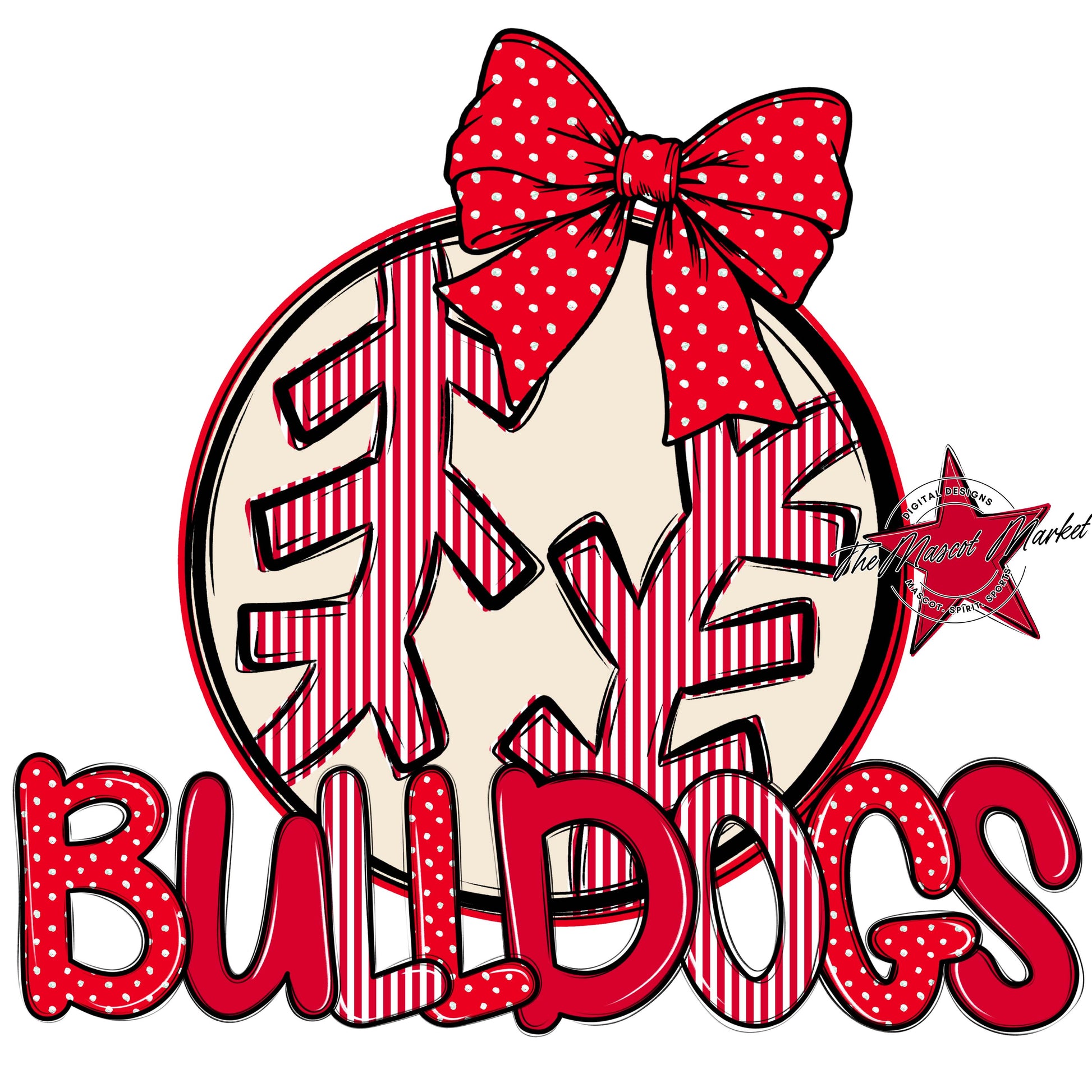 Bulldogs Baseball-Softball Spirit Design-Red