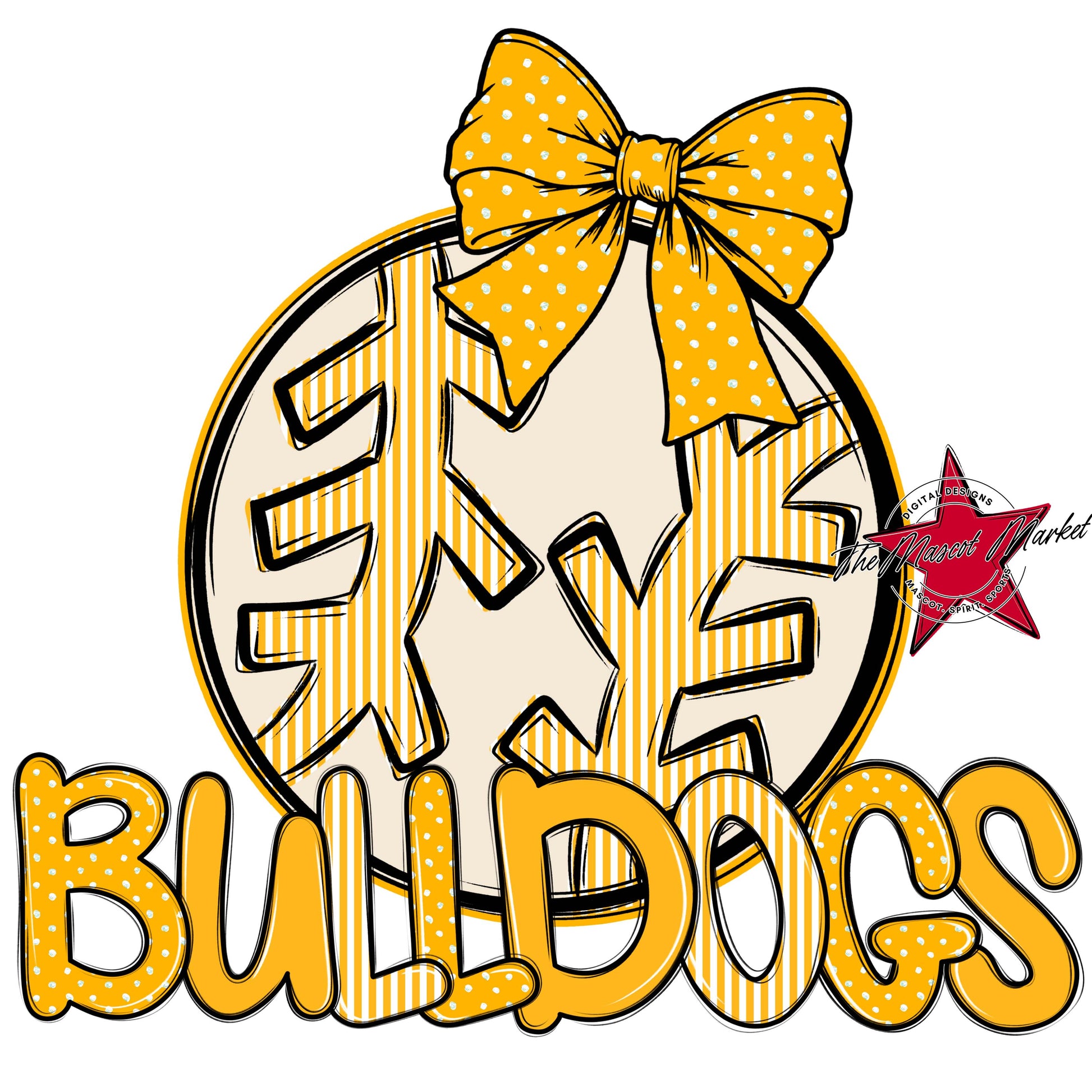 Bulldogs Baseball-Softball Spirit Design-Yellow