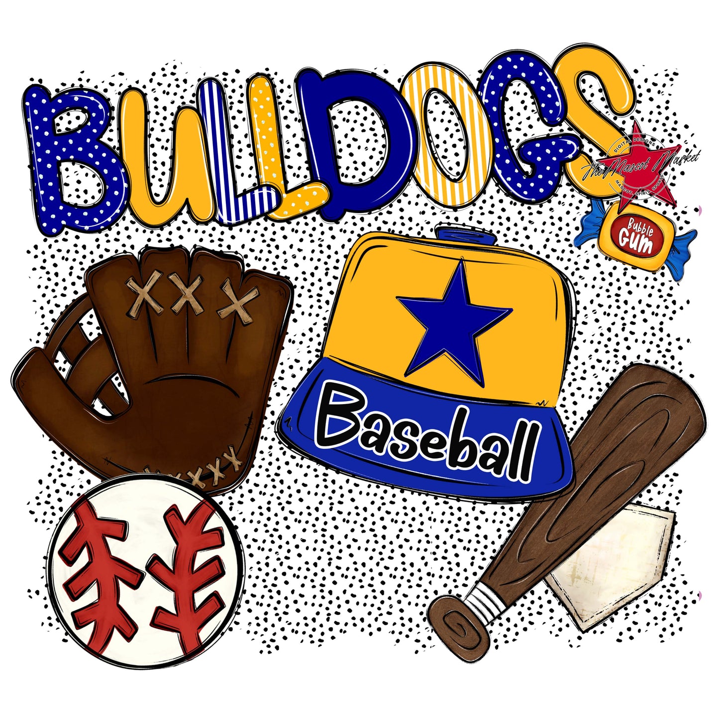 Bulldogs Baseball Spirit-Blue & Yellow