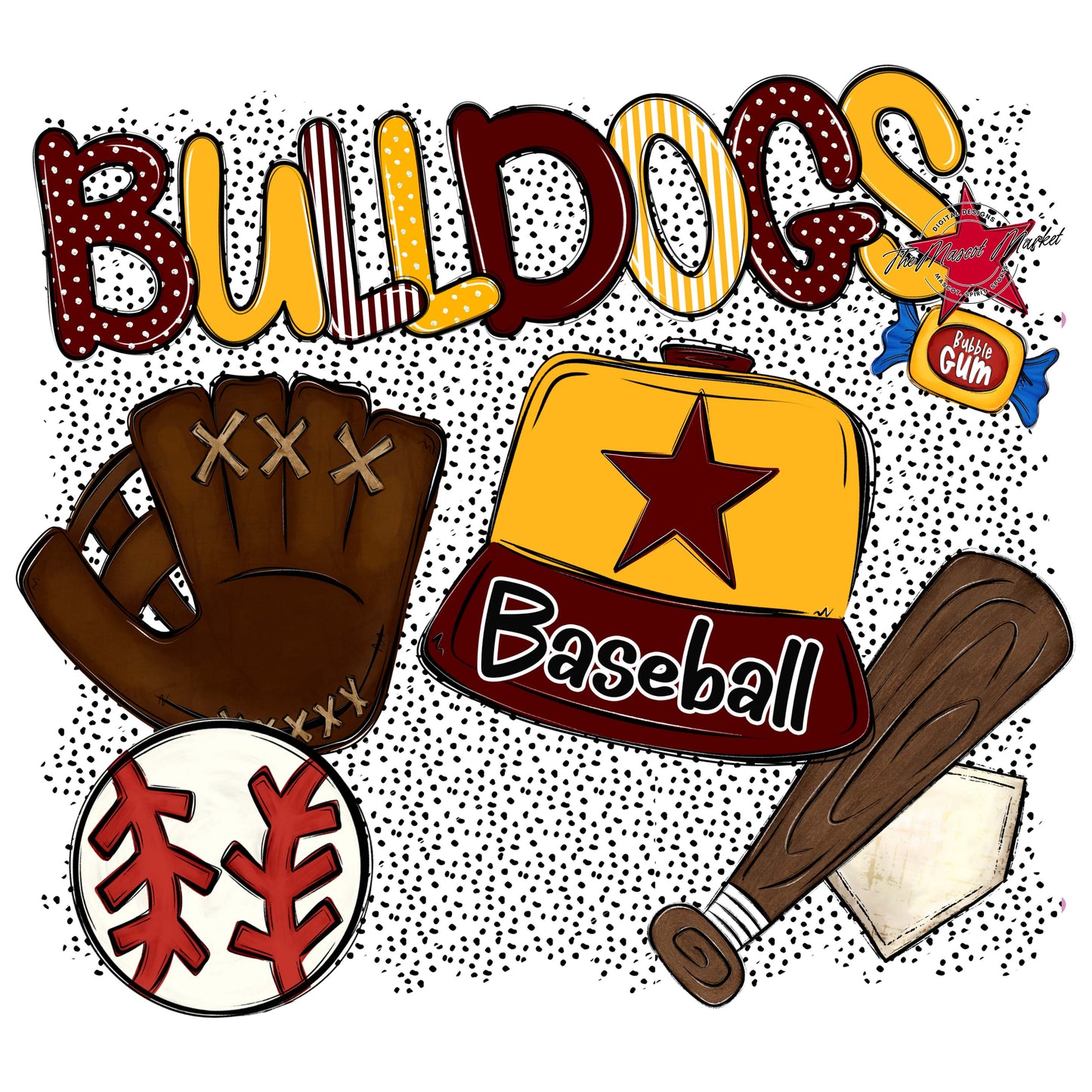 Bulldogs Baseball Spirit-Maroon & Yellow