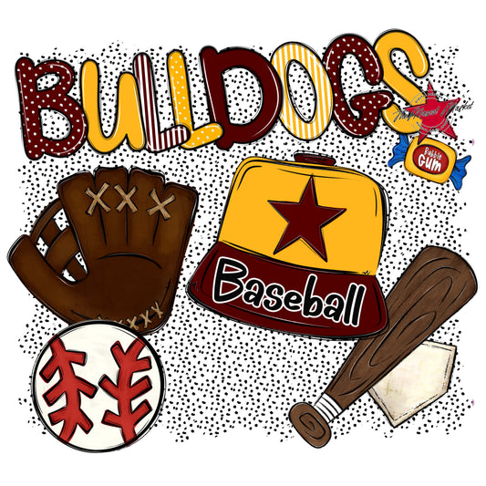 Bulldogs Baseball Spirit-Maroon & Yellow
