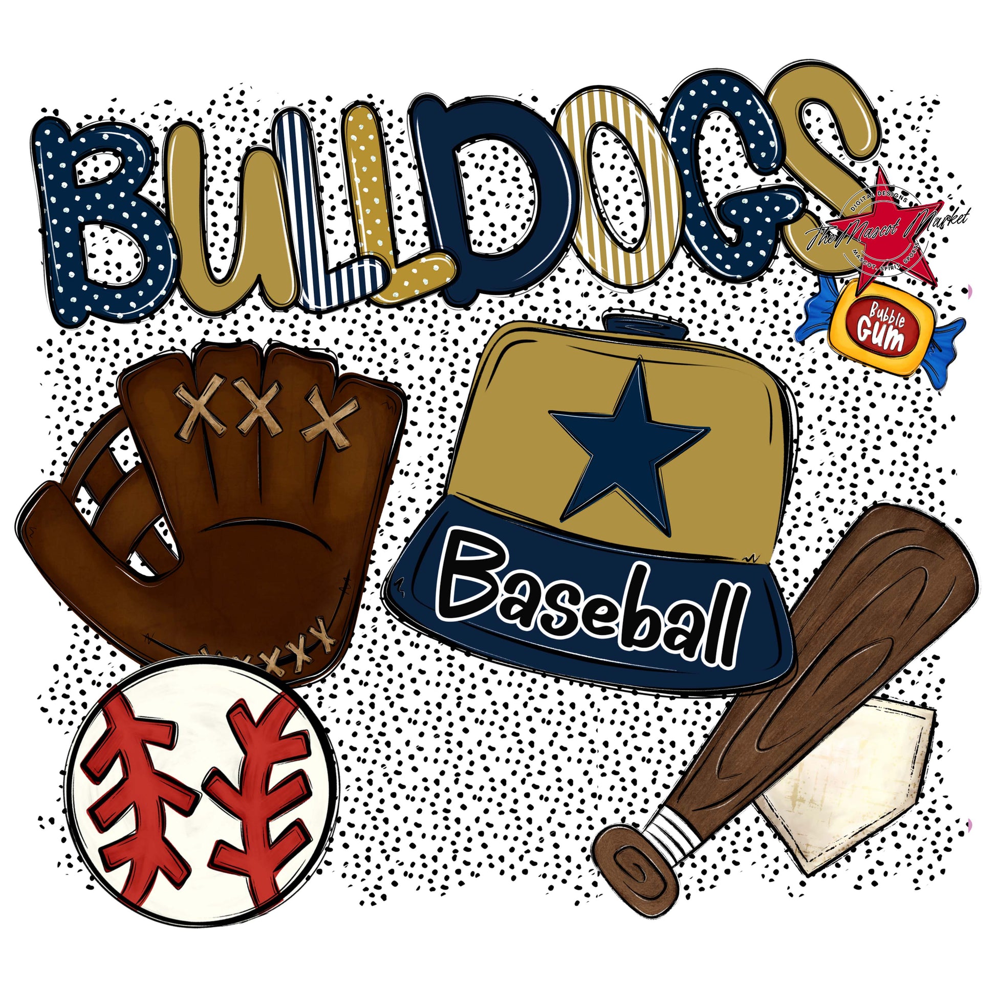 Bulldogs Baseball Spirit-Navy & Gold