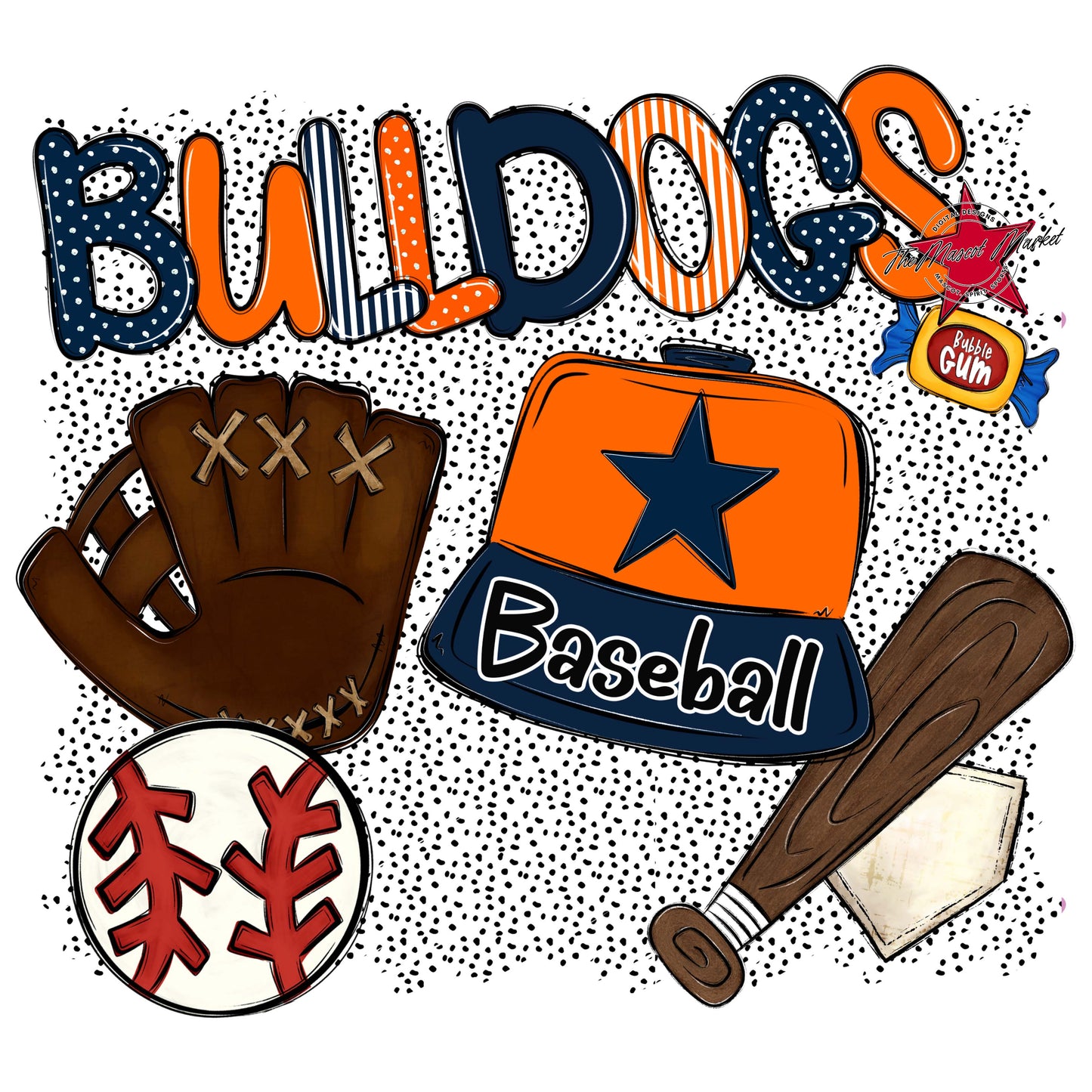 Bulldogs Baseball Spirit-Navy & Orange