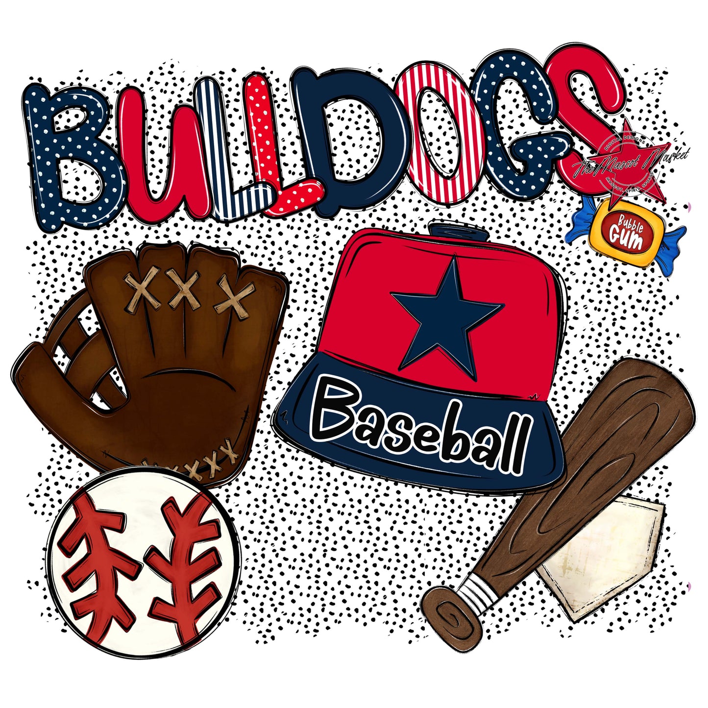 Bulldogs Baseball Spirit-Navy & Red