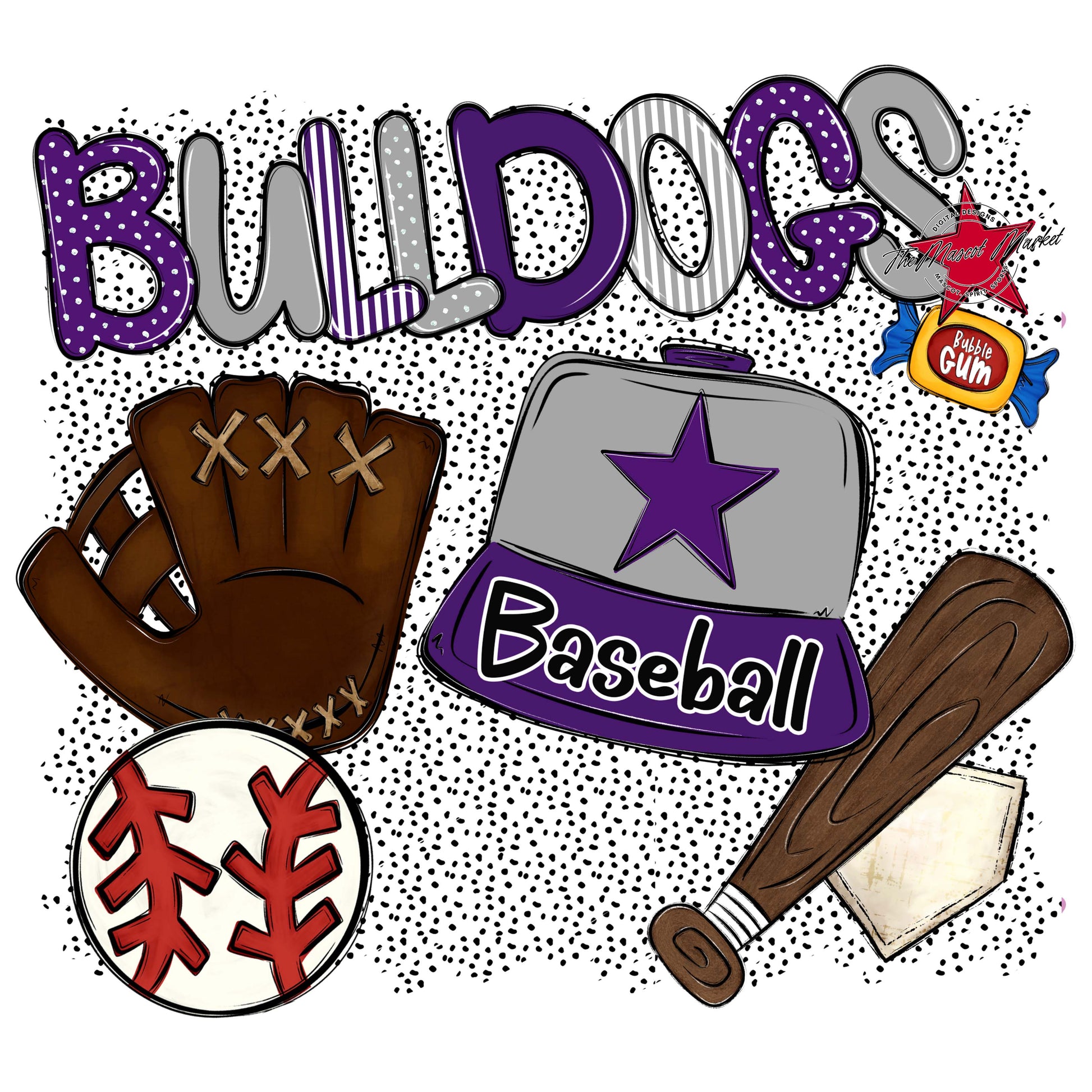 Bulldogs Baseball Spirit-Purple & Grey