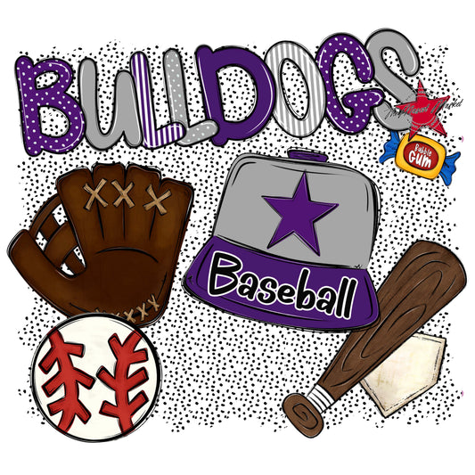 Bulldogs Baseball Spirit-Purple & Grey