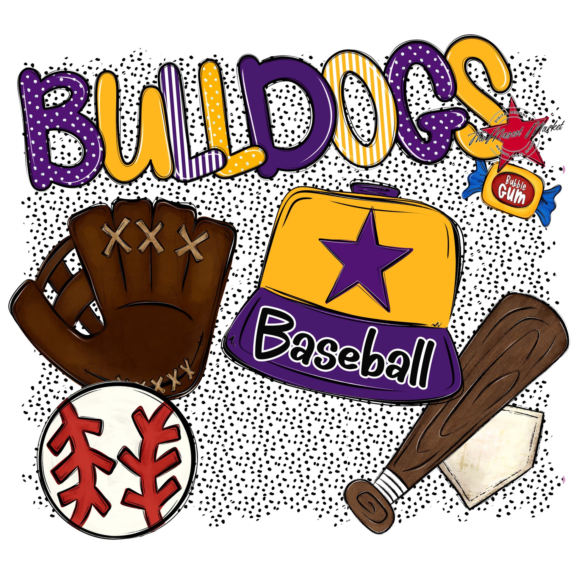 Bulldogs Baseball Spirit-Purple & Yellow