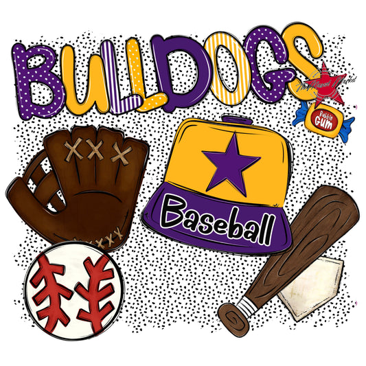 Bulldogs Baseball Spirit-Purple & Yellow