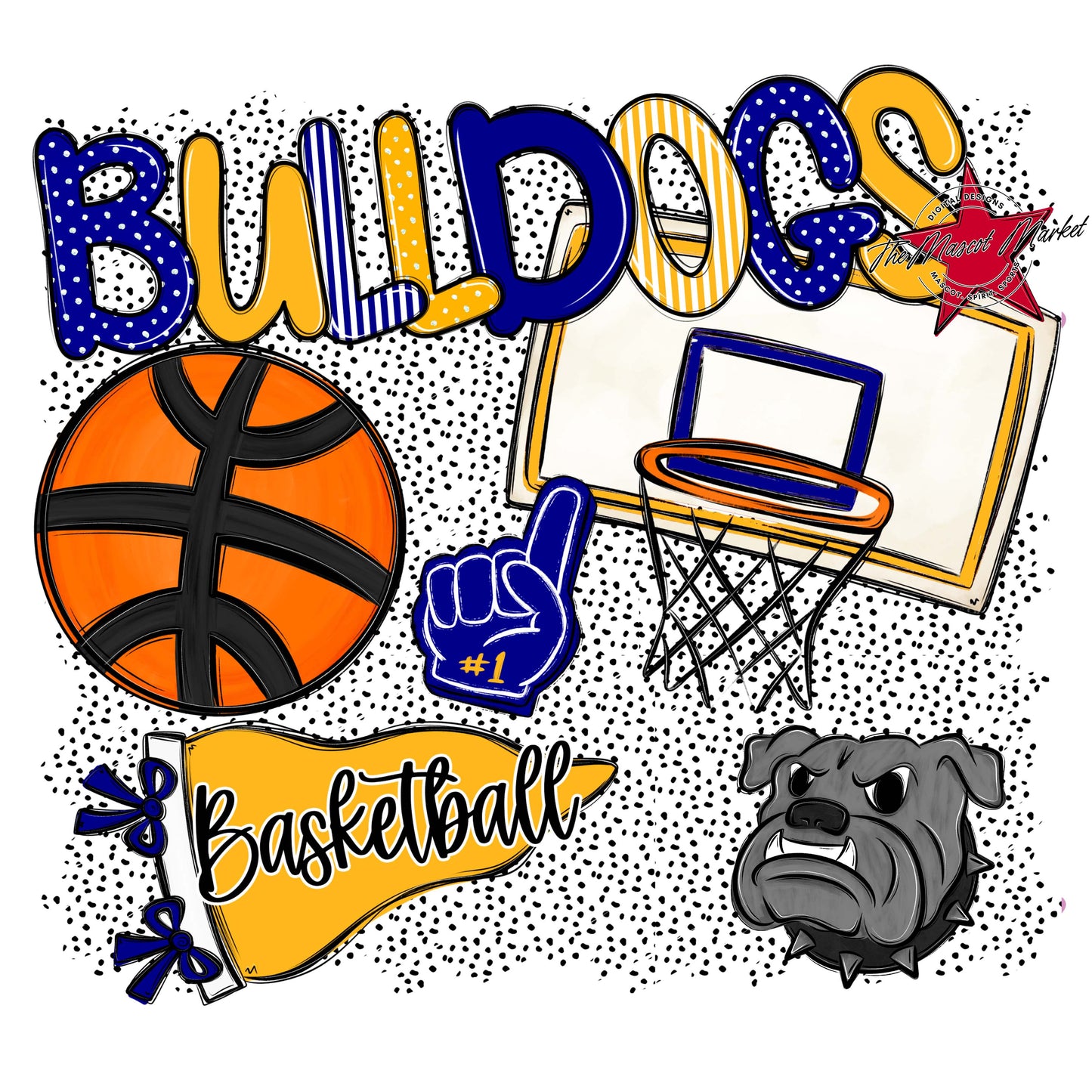 Bulldogs Basketball Spirit-Blue & Yellow