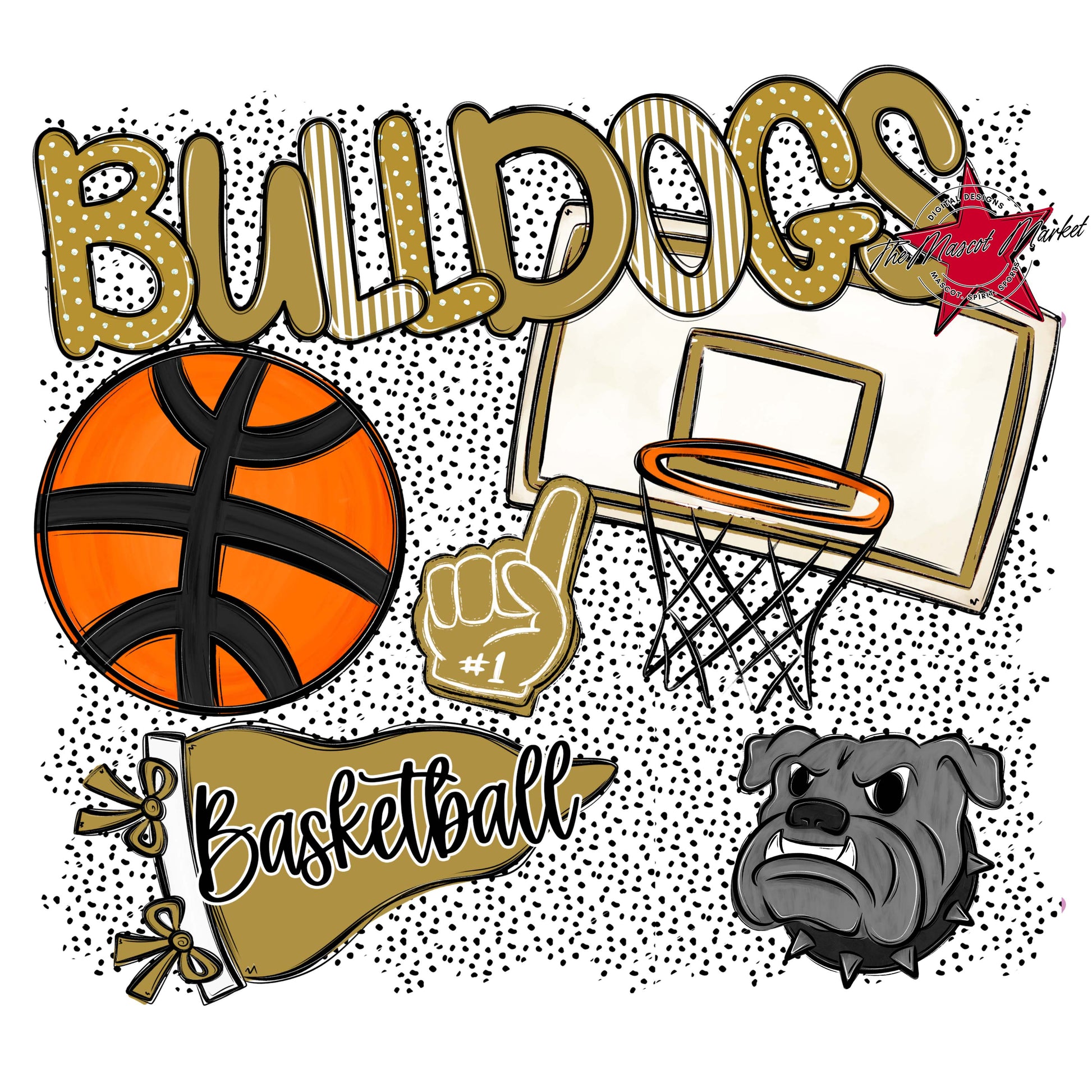 Bulldogs Basketball Spirit-Gold