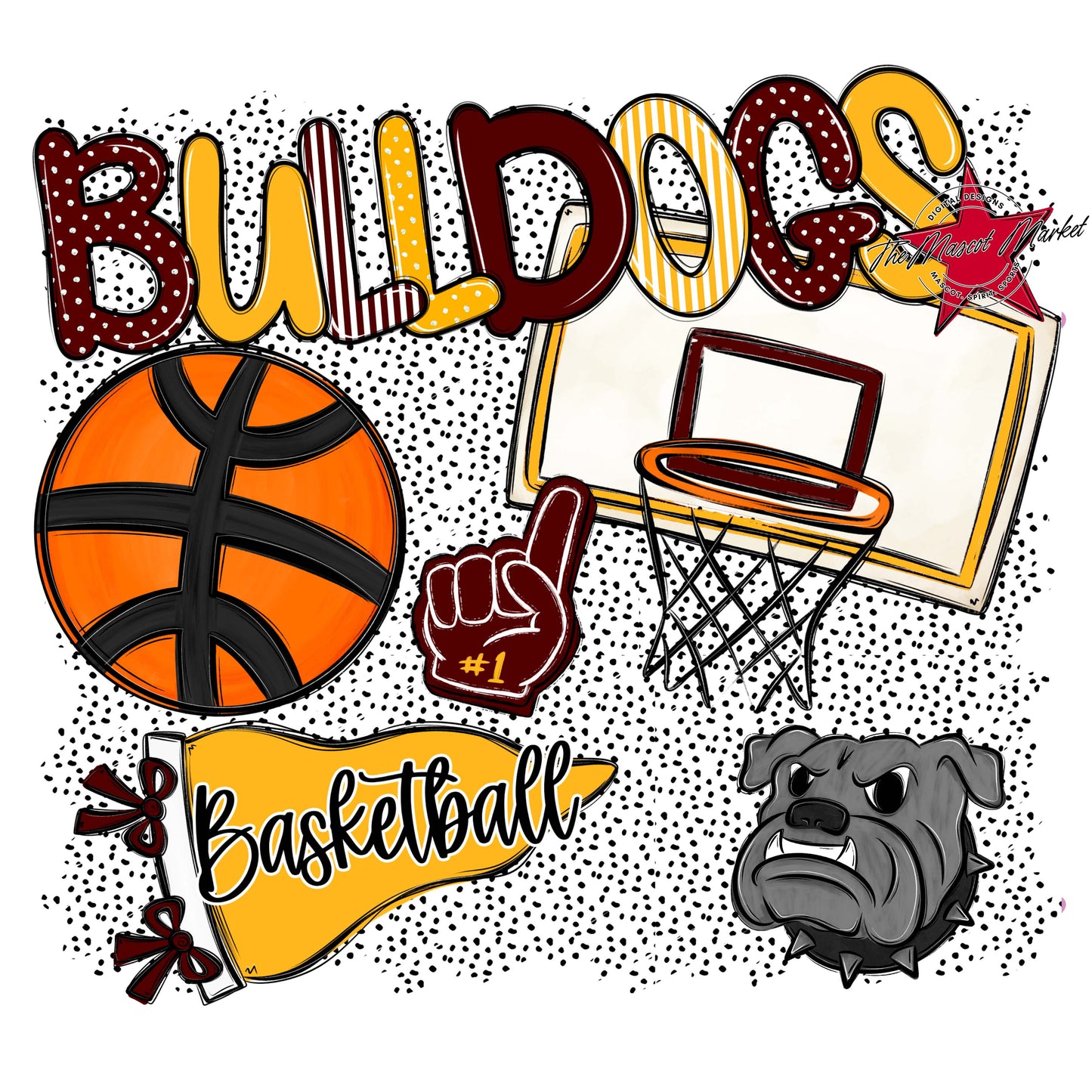 Bulldogs Basketball Spirit-Maroon & Yellow
