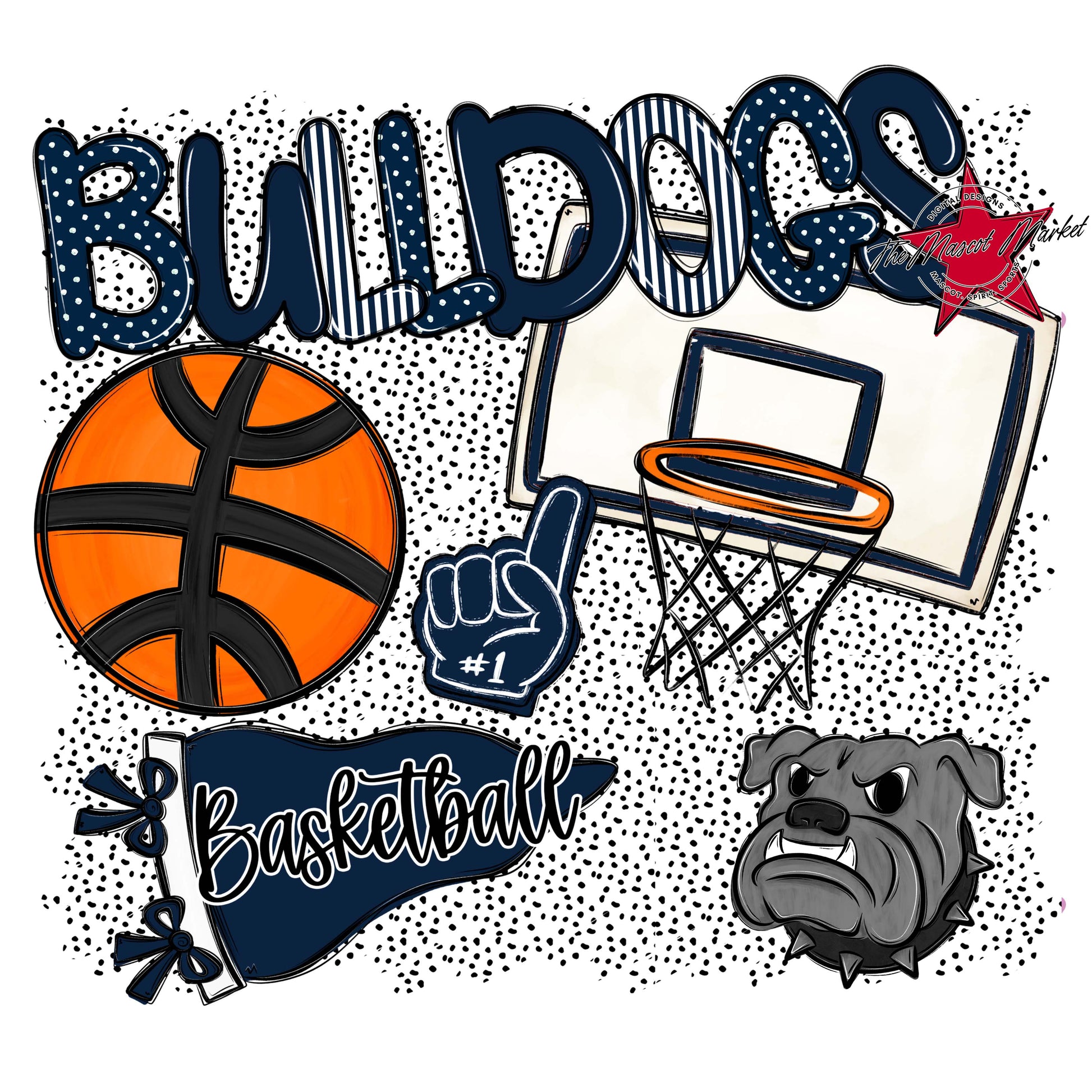 Bulldogs Basketball Spirit-Navy