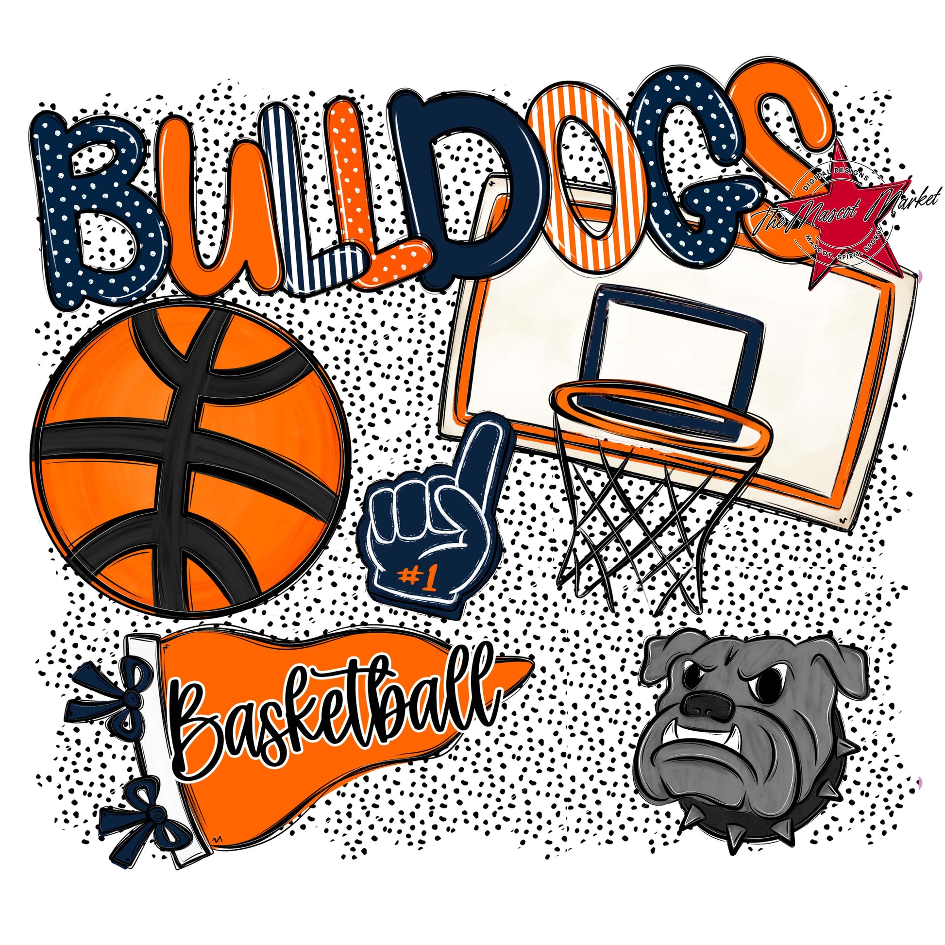 Bulldogs Basketball Spirit-Navy & Orange