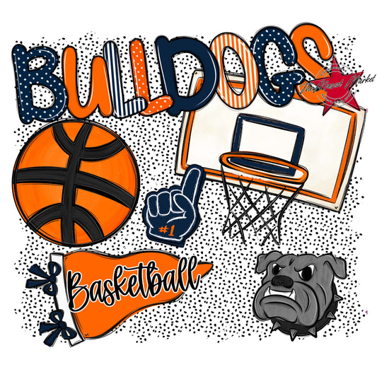 Bulldogs Basketball Spirit-Navy & Orange