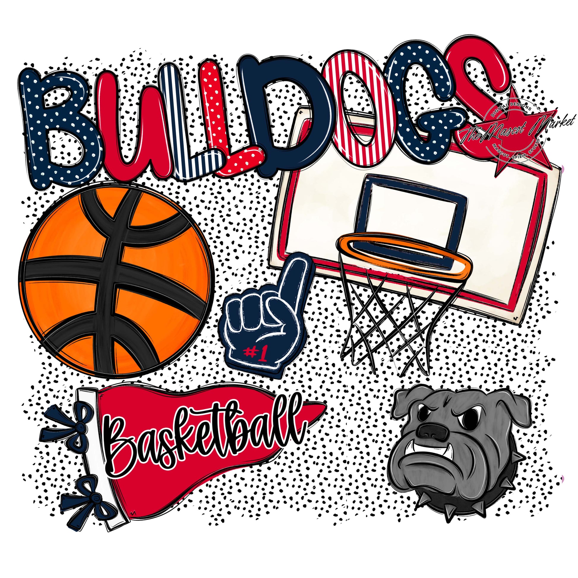 Bulldogs Basketball Spirit-Navy & Red