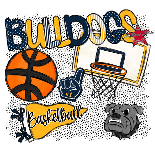 Bulldogs Basketball Spirit-Navy & Yellow