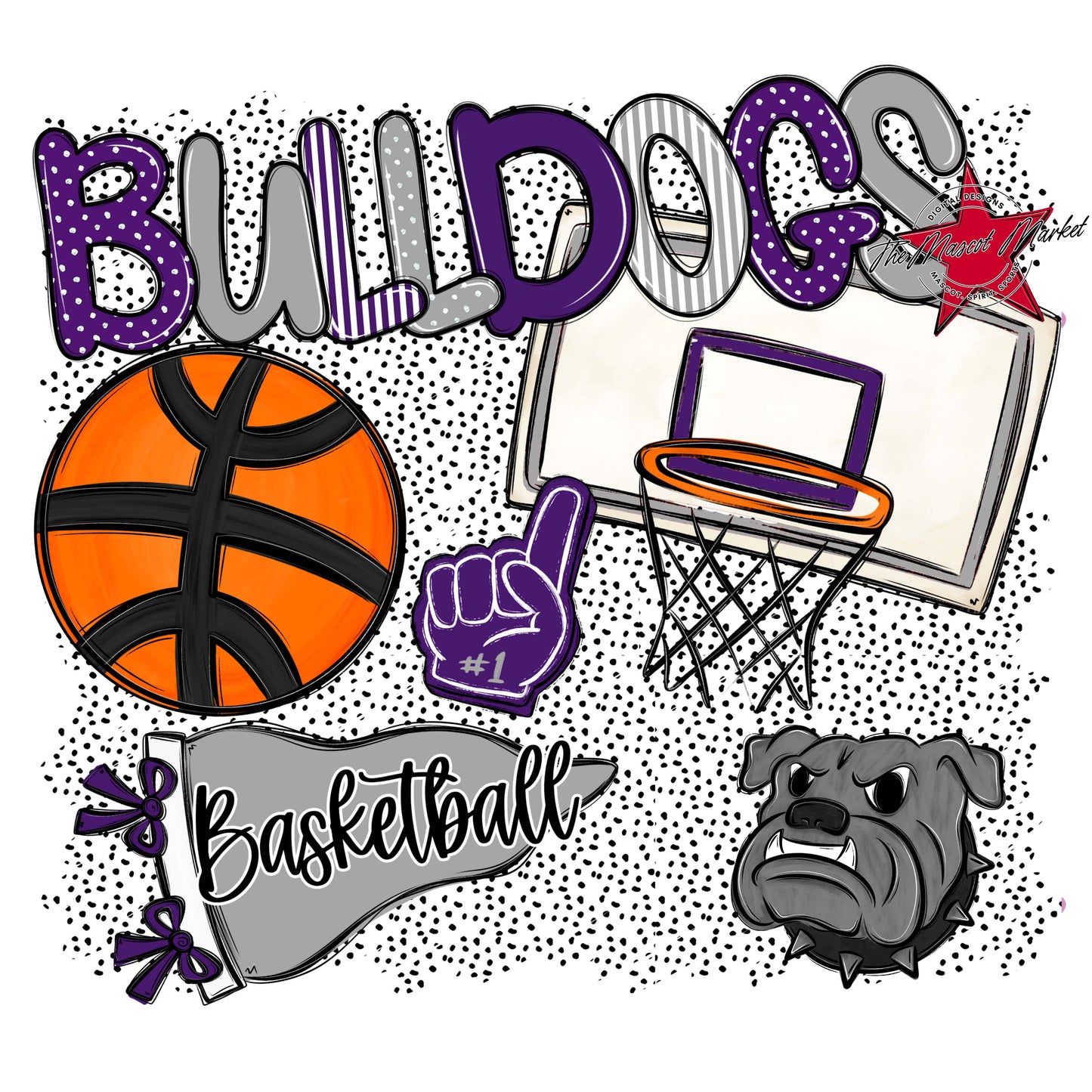 Bulldogs Basketball Spirit-Purple & Grey