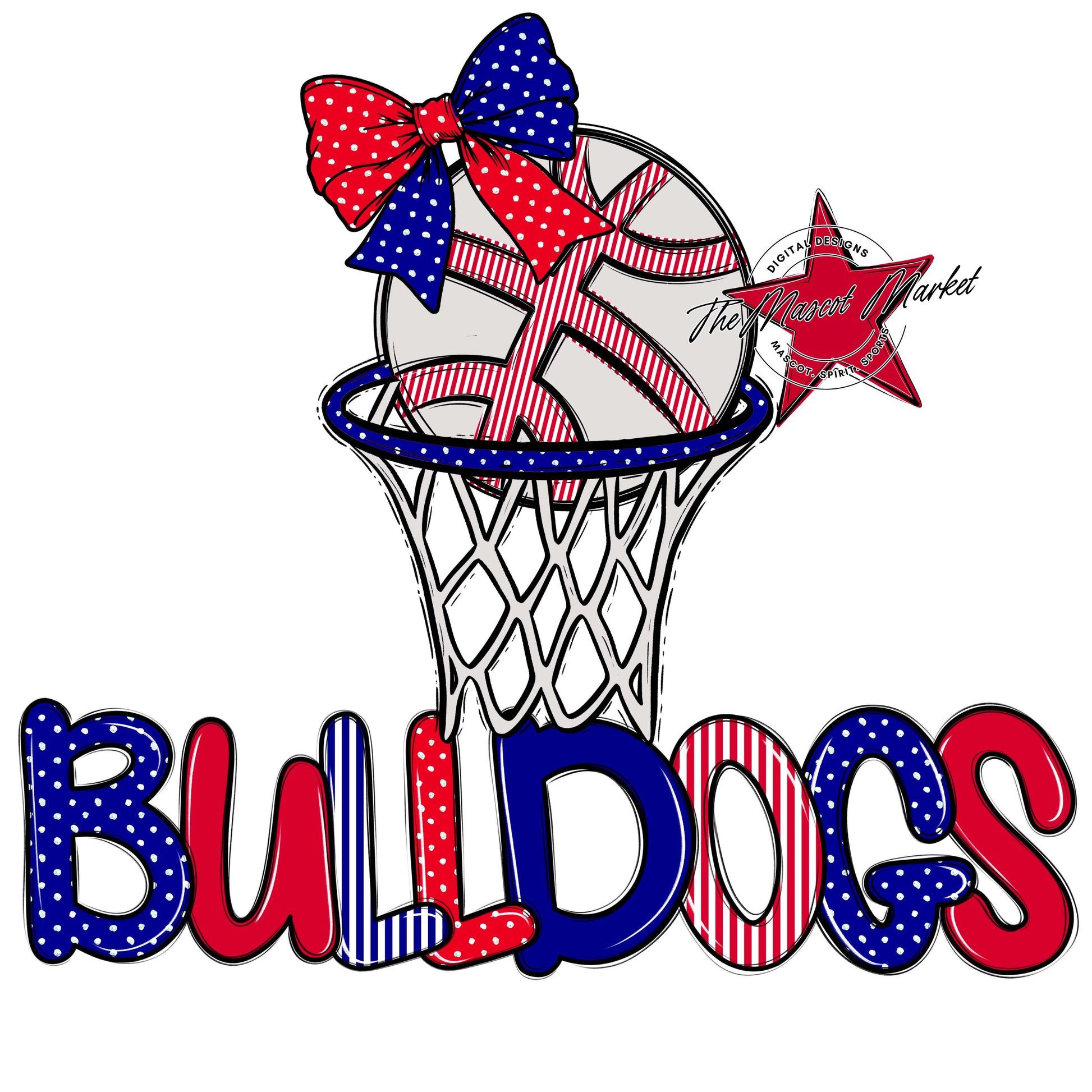 Bulldogs Basketball Spirit Design-Blue & Red