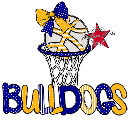 Bulldogs Basketball Spirit Design-Blue & Yellow