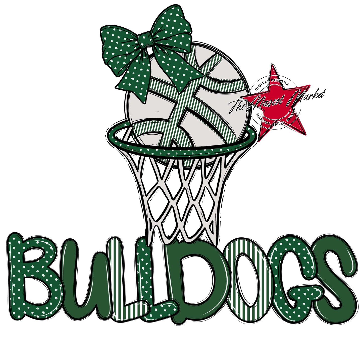 Bulldogs Basketball Spirit Design-Green